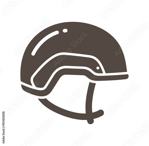 brown motorcycle helmet with white outline and chin strap
