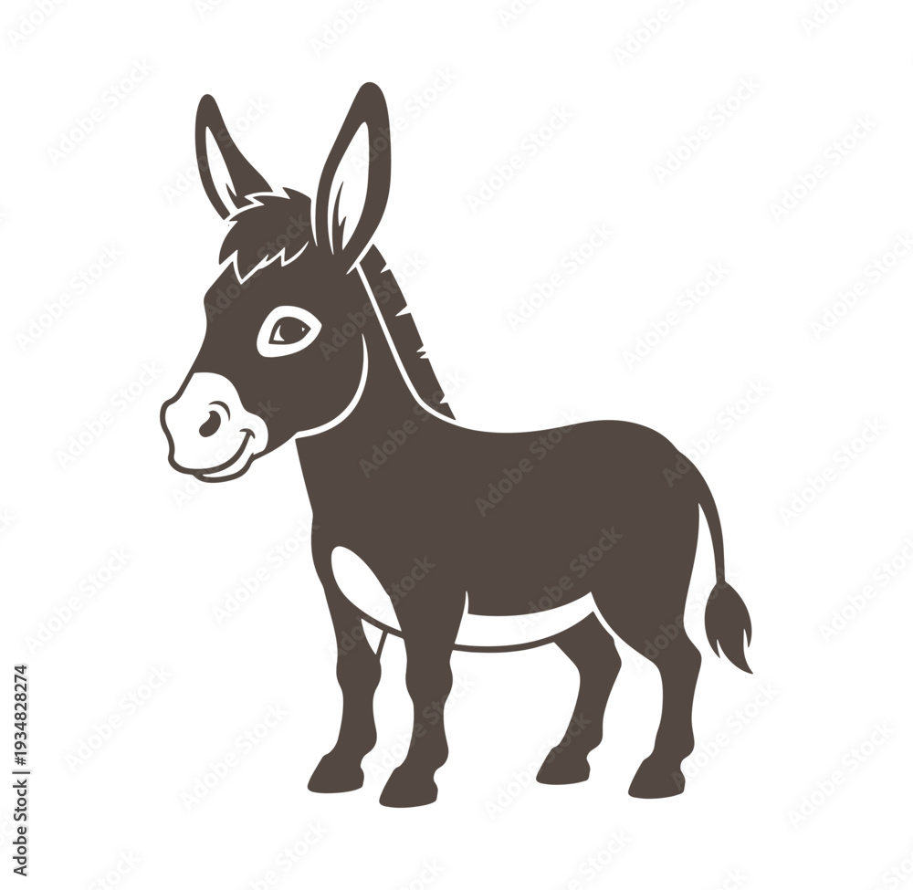 Fototapeta premium browndonkeystandingaloneonwhitebackground