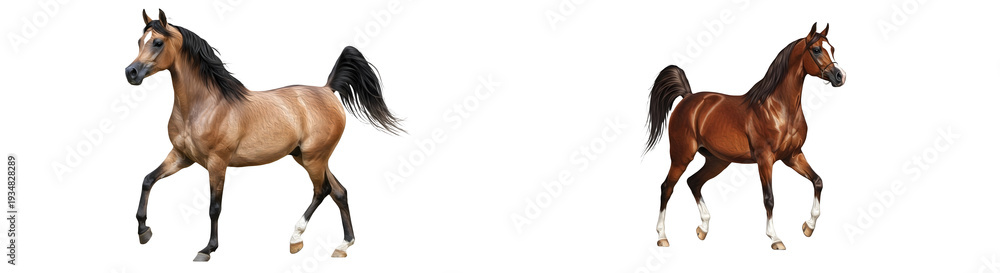 Obraz premium a multiple brawn Arabian horse white background prime quality PNG ///