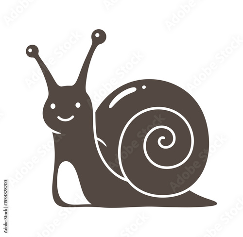 Brown snail with a smile and antennae on its head  a simple illustration