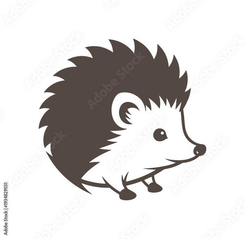 cute cartoon hedgehog with spikes profile view  simple illustration