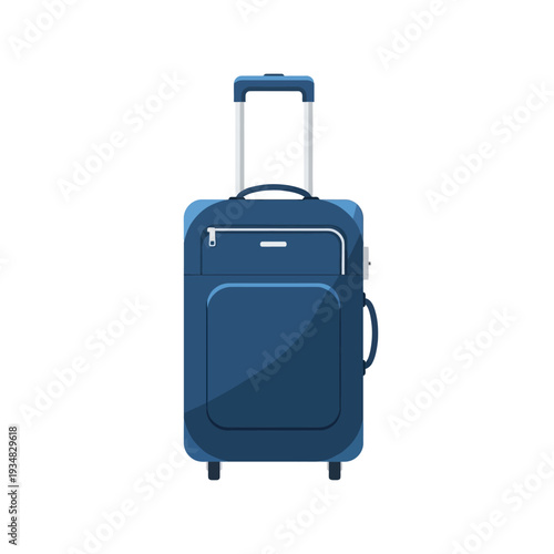 A sleek, modern navy blue suitcase with a telescopic handle and wheels, perfect for travel and business trips