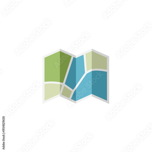 Abstract representation of a folded map, illustrating navigation and exploration with a clean, minimalist design