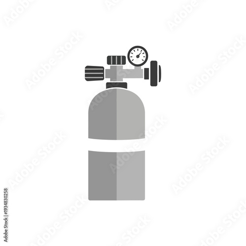 Minimalist icon representing a scuba diving tank with a pressure gauge, rendered in a modern, flat design style