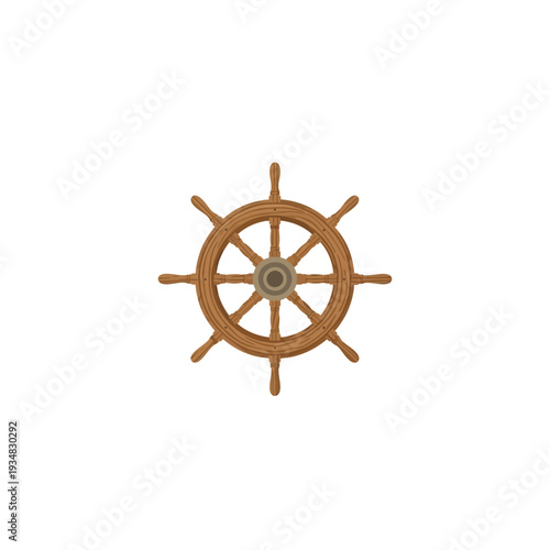 Nautical helm or ship's wheel, a classic symbol of maritime navigation and guidance
