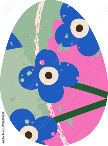 Easter Egg With Flower Pattern