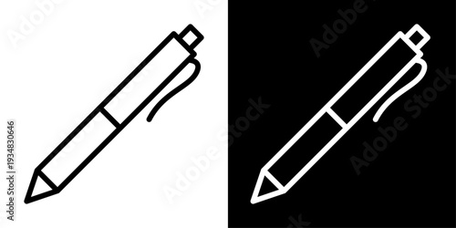 Pen icon in simple outline style representing writing, education, stationery, signature, document editing and office work for web, mobile apps and UI design.