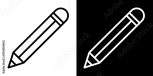 Pencil icon representing writing, editing, drawing, education, creativity and note taking. Simple outline symbol for design, UI and apps.