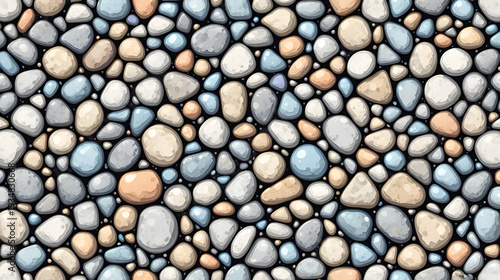 Paving seamless pattern vector illustration. Cute summer repeated background. Pebble, shingle beaches template wallpaper for interior designs, beauty, wrapping paper. Doodle sea stones backdrop.