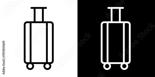 Suitcase travel icon in outline style representing luggage, vacation travel, airport baggage and tourism concept for web, mobile app and UI design.