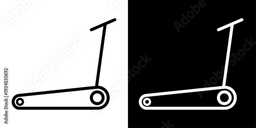 Modern treadmill icon in outline style featuring fitness running machine. Clean minimal symbol for gym equipment, workout training and health app UI design.