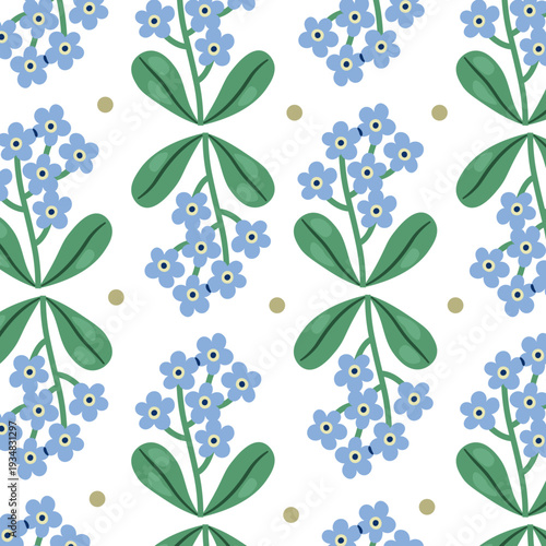 Forget Me Not Seamless Pattern Background