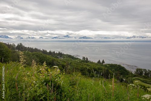 Hillside view overlooking Cook Inlet as seen from Homer Alaska United States