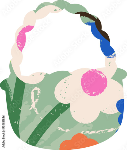 Easter Basket Frame Floral Grunge