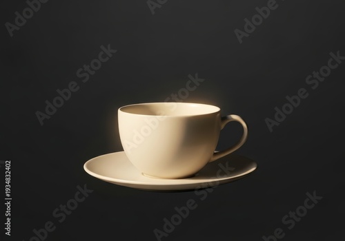 Wallpaper Mural Ceramic beverage container rests upon a matching small plate against a dark background Torontodigital.ca