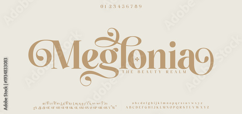 Meglonia Elegant alphabet letters font logo. Typography luxury classic lettering serif italic fonts decorative wedding vintage retro brand logos. vector illustration