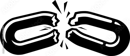 A striking illustration of a broken chain link representing weakness and the end of a connection