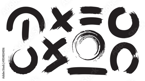 Dynamic Hand-Drawn Grunge Brush Strokes and Abstract Ink Textures Set for Graphic Design