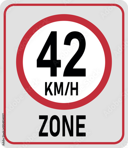 42 km h speed limit zone. Vector illustration