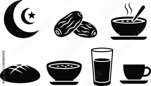 Ramadan food and drink icons