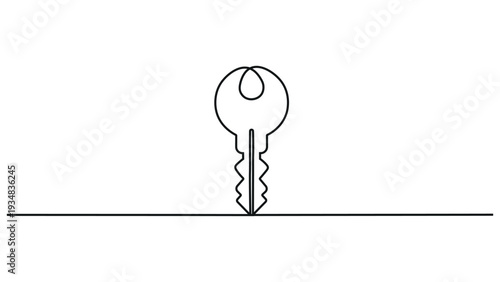 A single key sticking out from under a line