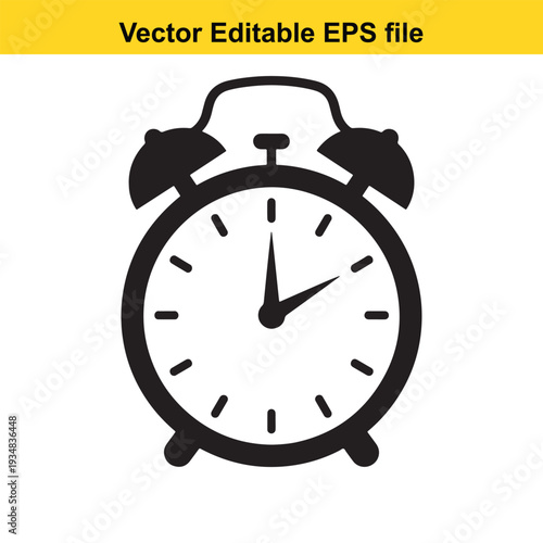 Alarm Clock Icon Vector Illustration on White Background