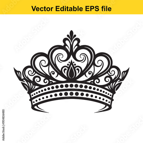 Royal Crown Silhouette Design Element - Vector Illustration