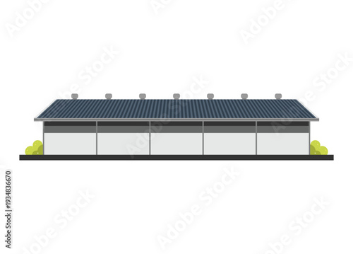 Warehouse building. Simple flat illustration. Side view
