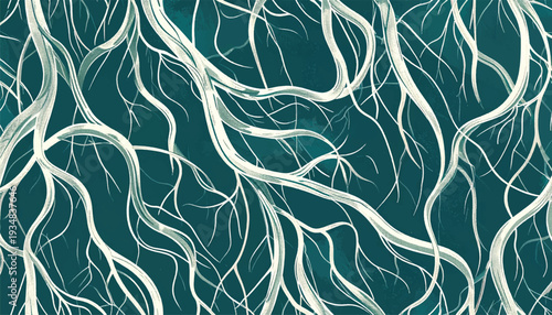 Mangrove Root Structures Abstract Line Art Pattern - Continuous Flowing Lines Illustration