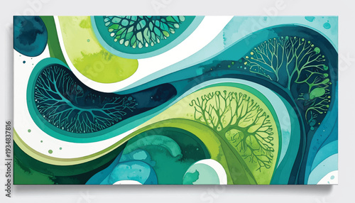 Abstract Organic Blob Pattern with Mangrove Root Inclusions Flowing Amoeba-like Shape - Vector Illustration