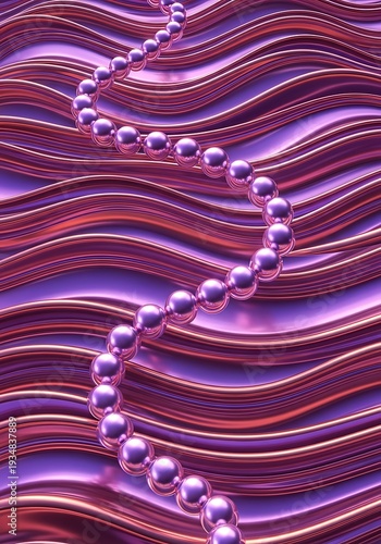 Elegant purple waves abstract background with pearl string accentuation
