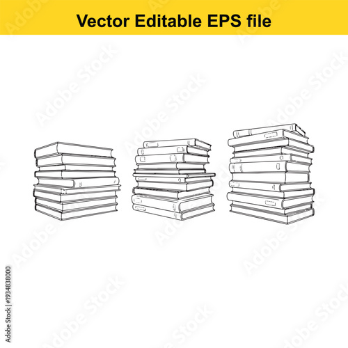 Stack of Books Vector Illustration Set on White