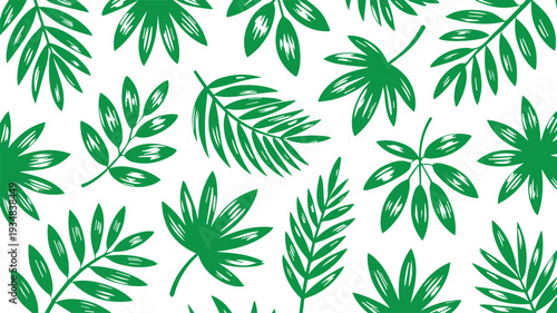 Tropical Leaf Pattern - Green Foliage Illustration