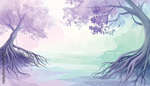 Gentle Pastel Gradient Background Soft Mint to Pale Lavender - Vector Illustration