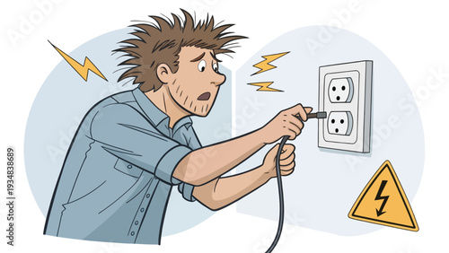 Man shocked by electricity while plugging in cord