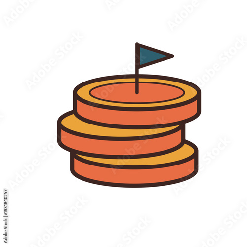 Warm Vintage Financial Goal Vector Icon for Market Conquest