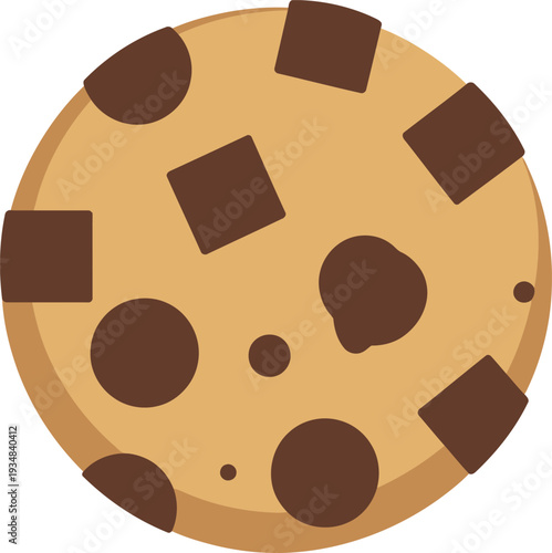 A delicious chocolate chip cookie with brown chocolate chunks on a white background