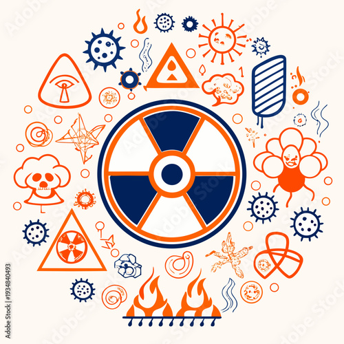 Abstract Nuclear and Radiation Hazard Icon Set Graphic Resource