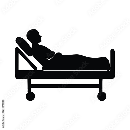 Hospital bed patient silhouette icon