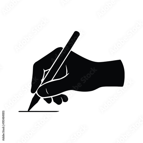 hand holding a pencil silhouette icon