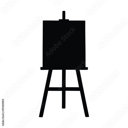 wooden easel with blank black canvas silhouette icon