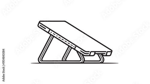 Laptop Stand in Minimalist Line Art with Simple Design and White Background for Tech Accessories