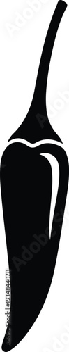 Silhouette chili pepper vegetable with a long stem vector illustration