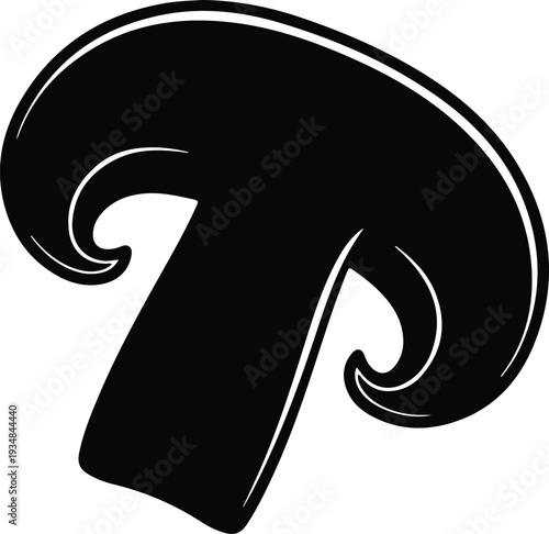 Silhouette fresh mushroom slice healthy food ingredient culinary vector illustration