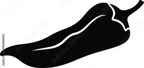 Silhouette fresh organic chili pepper vegetable isolated on white vector illustration