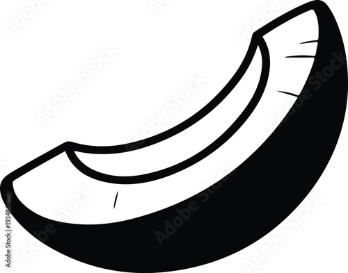Silhouette of a single organic coconut slice wedge vector illustration