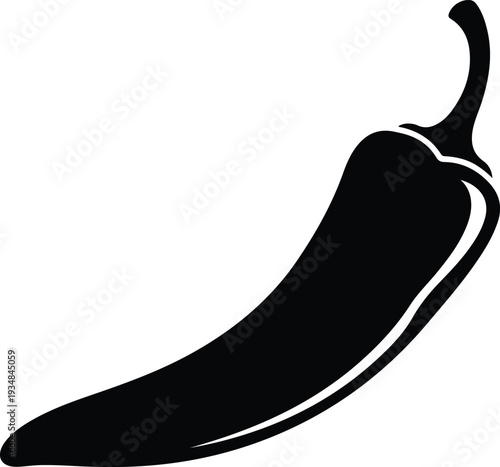 Silhouette single hot spicy chili pepper food ingredient isolated vector illustration