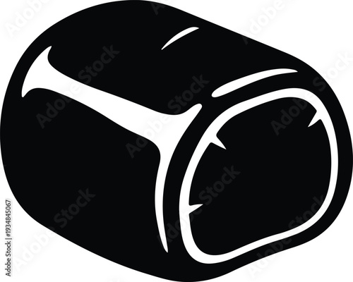 Silhouette smoked ham joint for butchery food menu design vector illustration