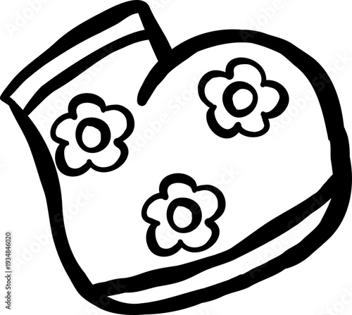 Goose Floral Boot Outline Illustration Hand Drawn