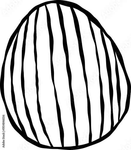Hand drawn Easter Egg Outline With Stripes Pattern